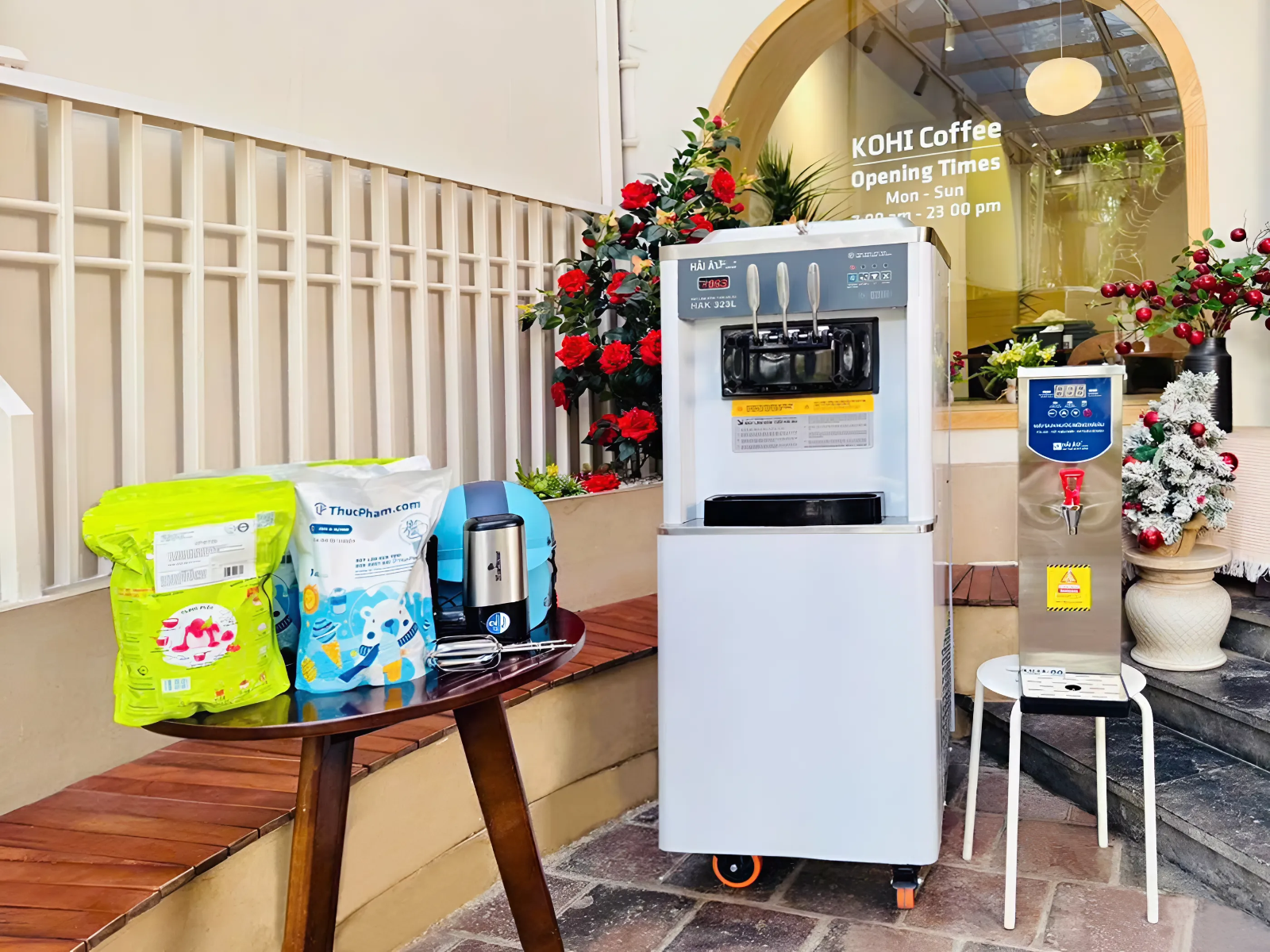 Combo máy làm kem tươi, máy đun nước nóng Hải Âu Group